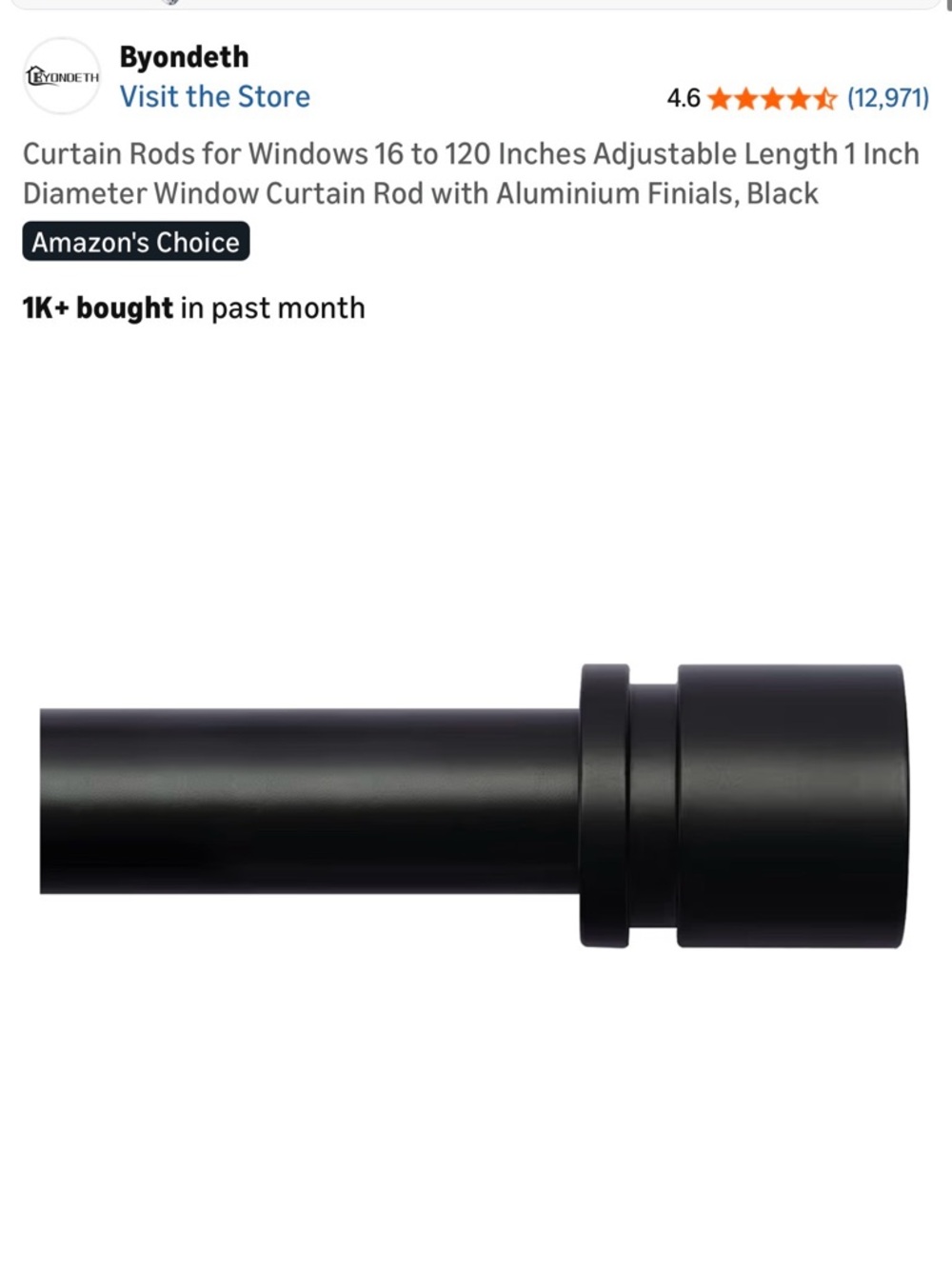 Byondeth Window Curtain Rods Black